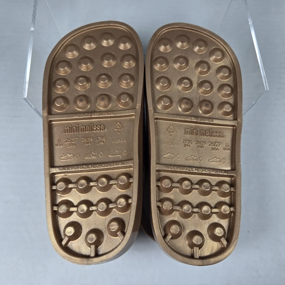 Mini Melissa Girls' Wide Leopard Gold Jelly Sandals Size Eu 28/29 US 11 Toddler - Picture 7 of 7